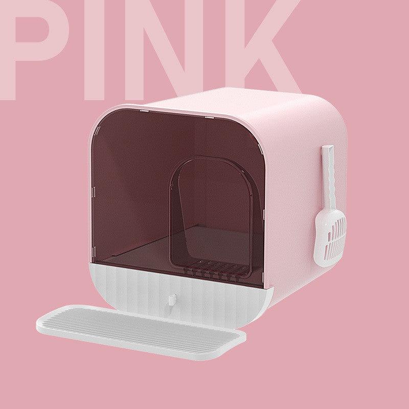 Enclosed And Splash-Proof Cat Litter Box With Drawer Design-3