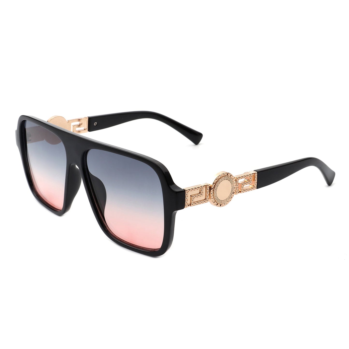 Violetra - Retro Square Aviator Style Vintage Flat Top Sunglasses-4
