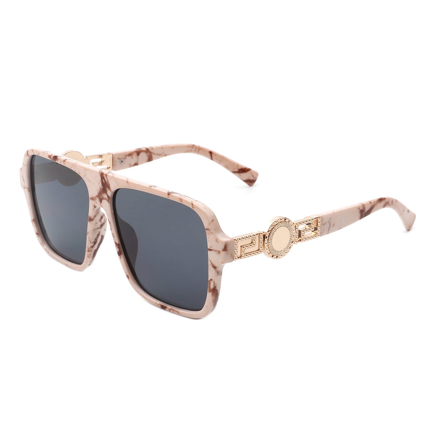 Violetra - Retro Square Aviator Style Vintage Flat Top Sunglasses-5