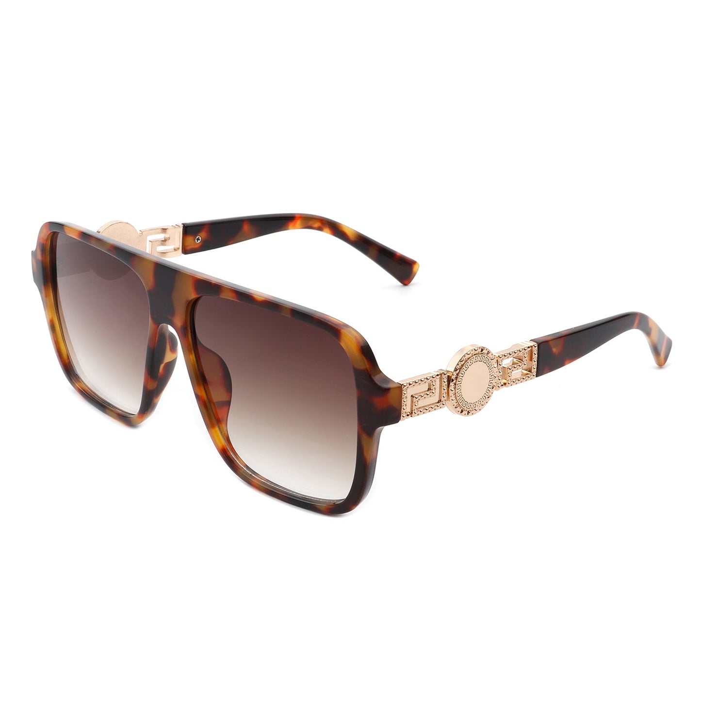 Violetra - Retro Square Aviator Style Vintage Flat Top Sunglasses-7