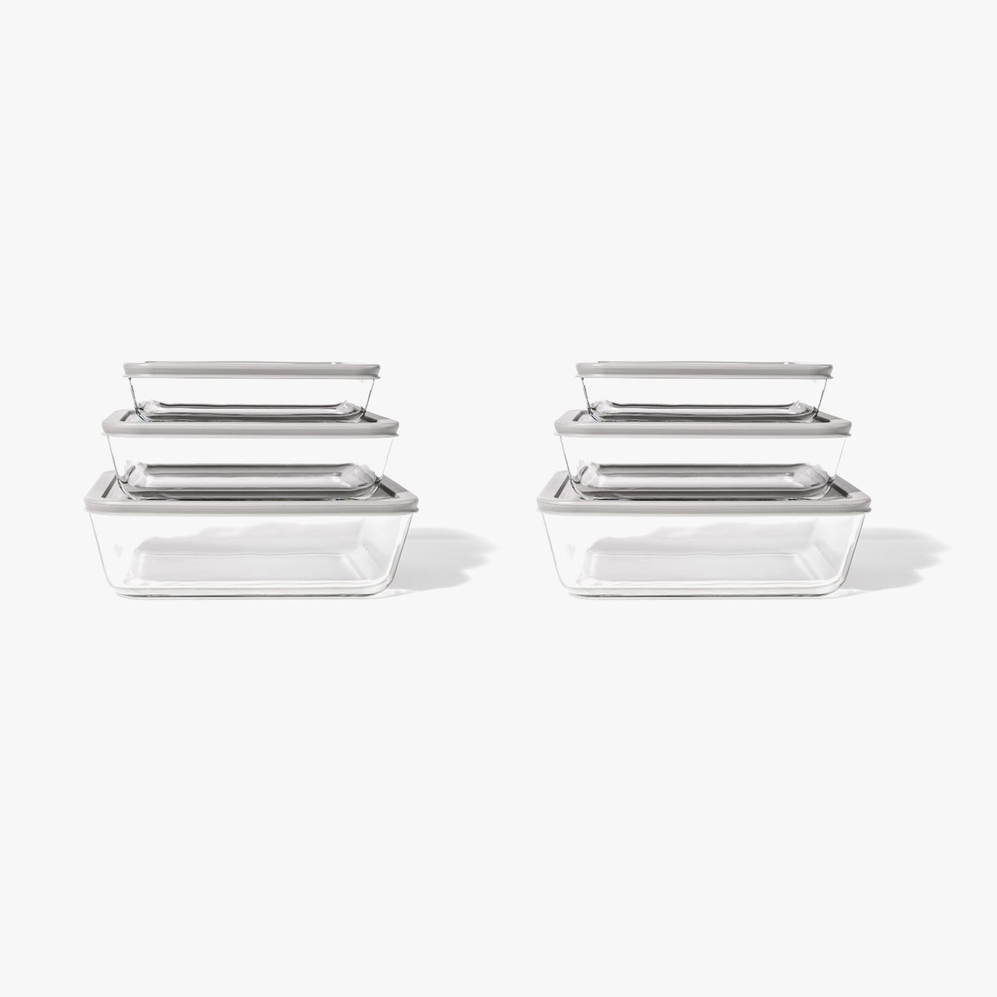 Glass Food Storage Containers - 12 Piece (6 Containers + 6 Lids) Rectangular Nesting Space-Saving Set-0