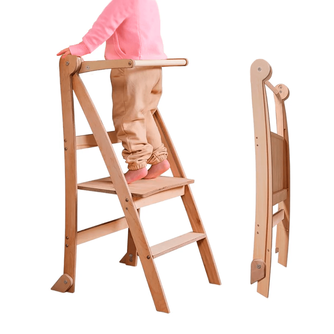 Learning Tower: Foldable Step Stool for Toddlers - Beige-0