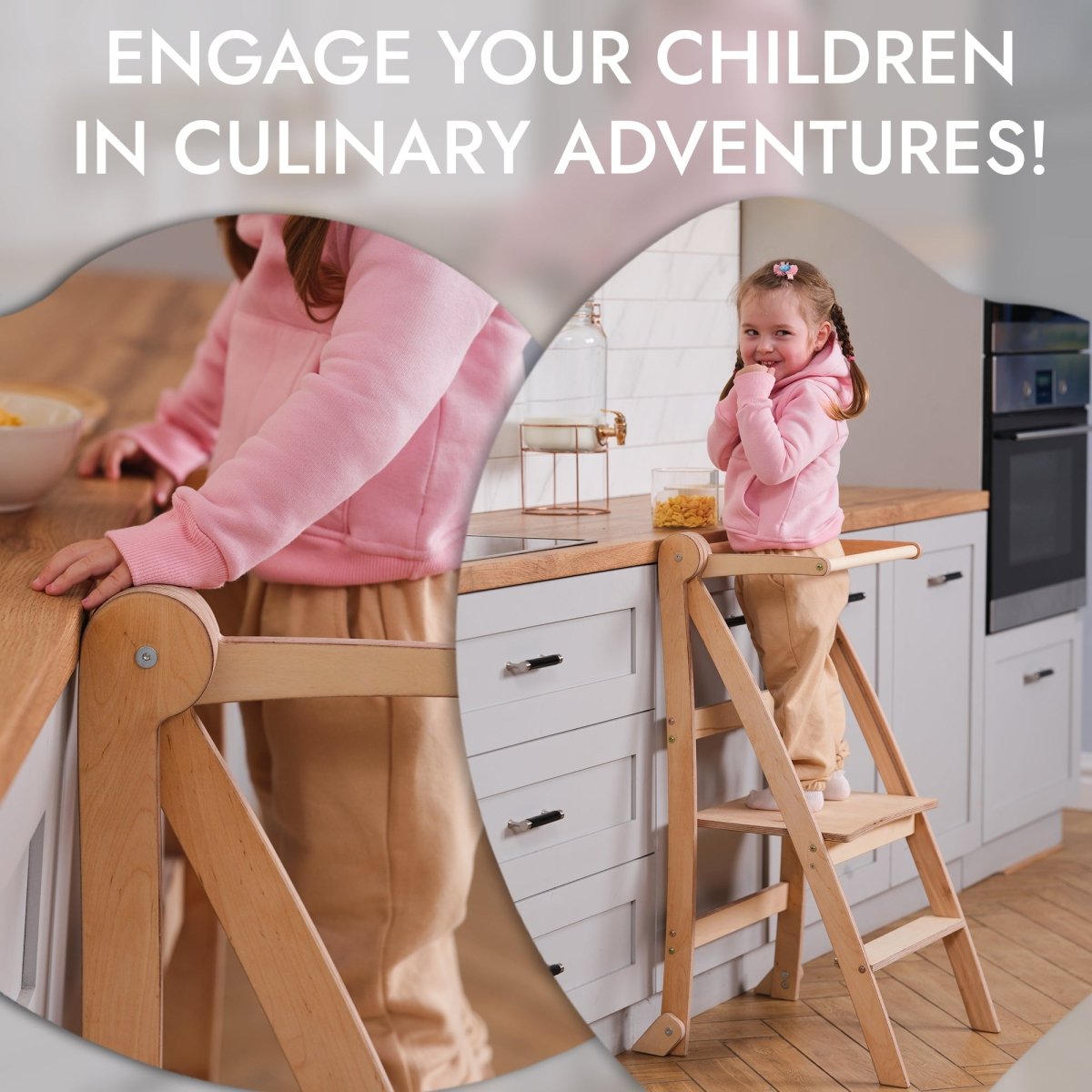 Learning Tower: Foldable Step Stool for Toddlers - Beige-3