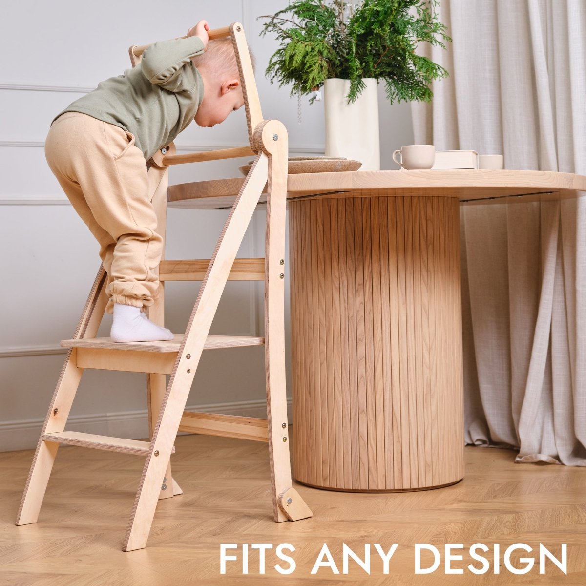 Learning Tower: Foldable Step Stool for Toddlers - Beige-4