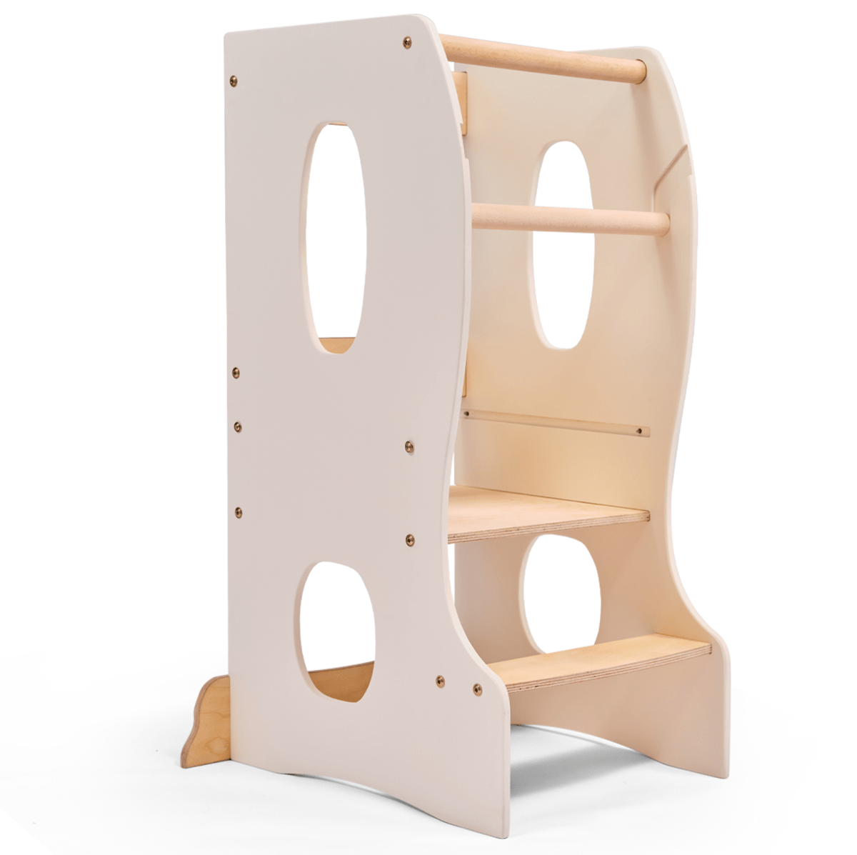 Stable Montessori Learning Tower: Wooden Growing Chair - Ivory-0