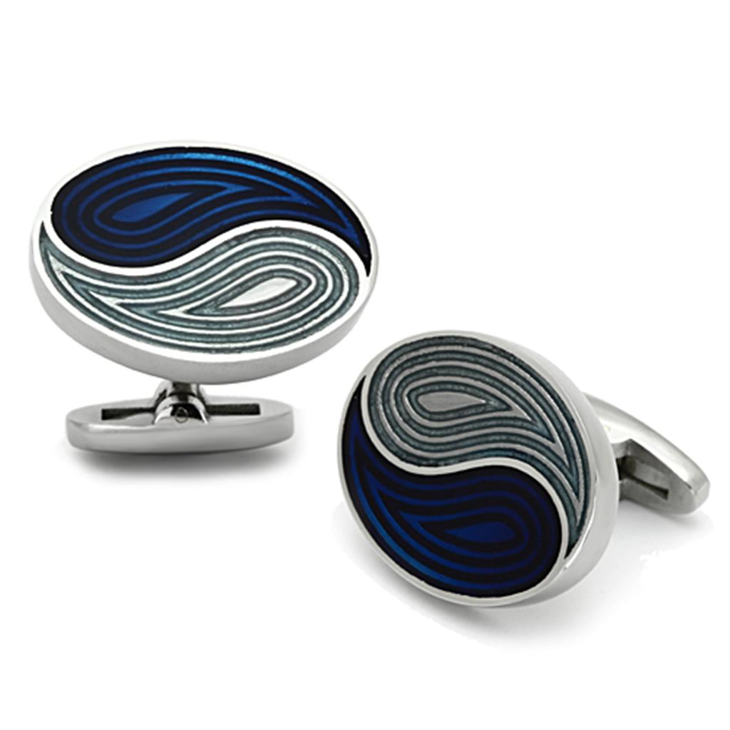 TK1240 - High polished (no plating) Stainless Steel Cufflink with Epoxy in Multi Color-0