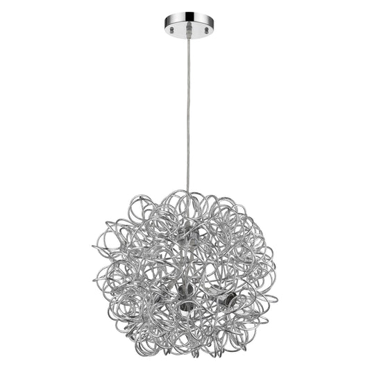 Mingle 3-Light Polished Chrome Pendant With Faceted Chrome Aluminum Wire Shade-0