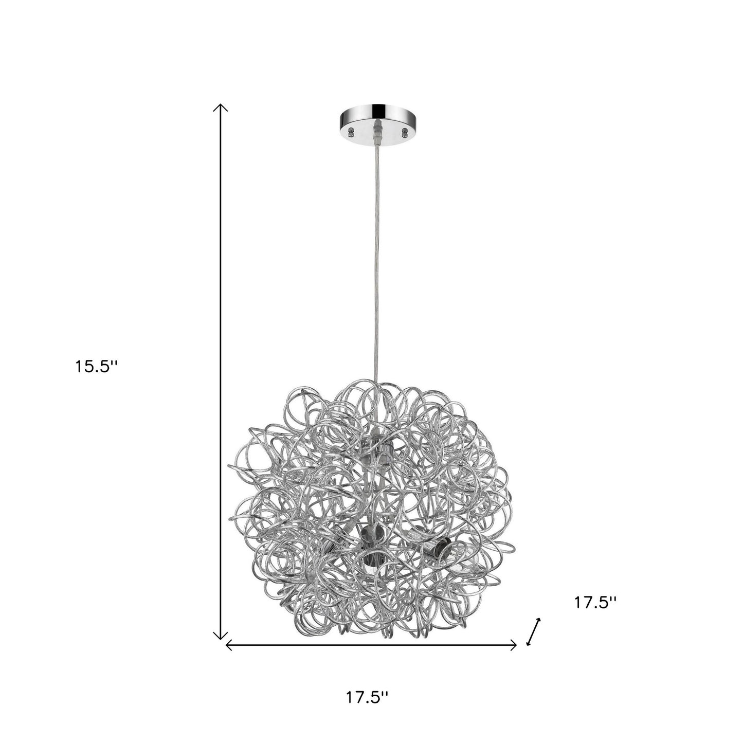 Mingle 3-Light Polished Chrome Pendant With Faceted Chrome Aluminum Wire Shade-4