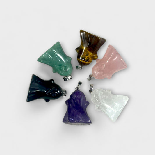 Halloween Ghost, Gemstone Pendants, 24x30mm (1pc)-0