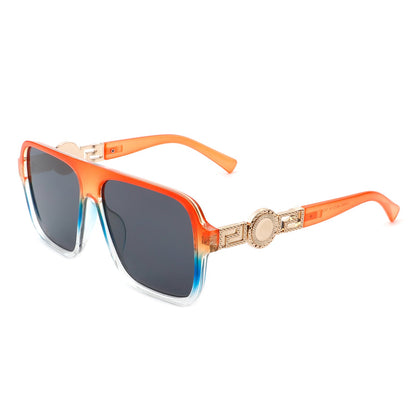 Violetra - Retro Square Aviator Style Vintage Flat Top Sunglasses-6