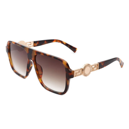 Violetra - Retro Square Aviator Style Vintage Flat Top Sunglasses-7