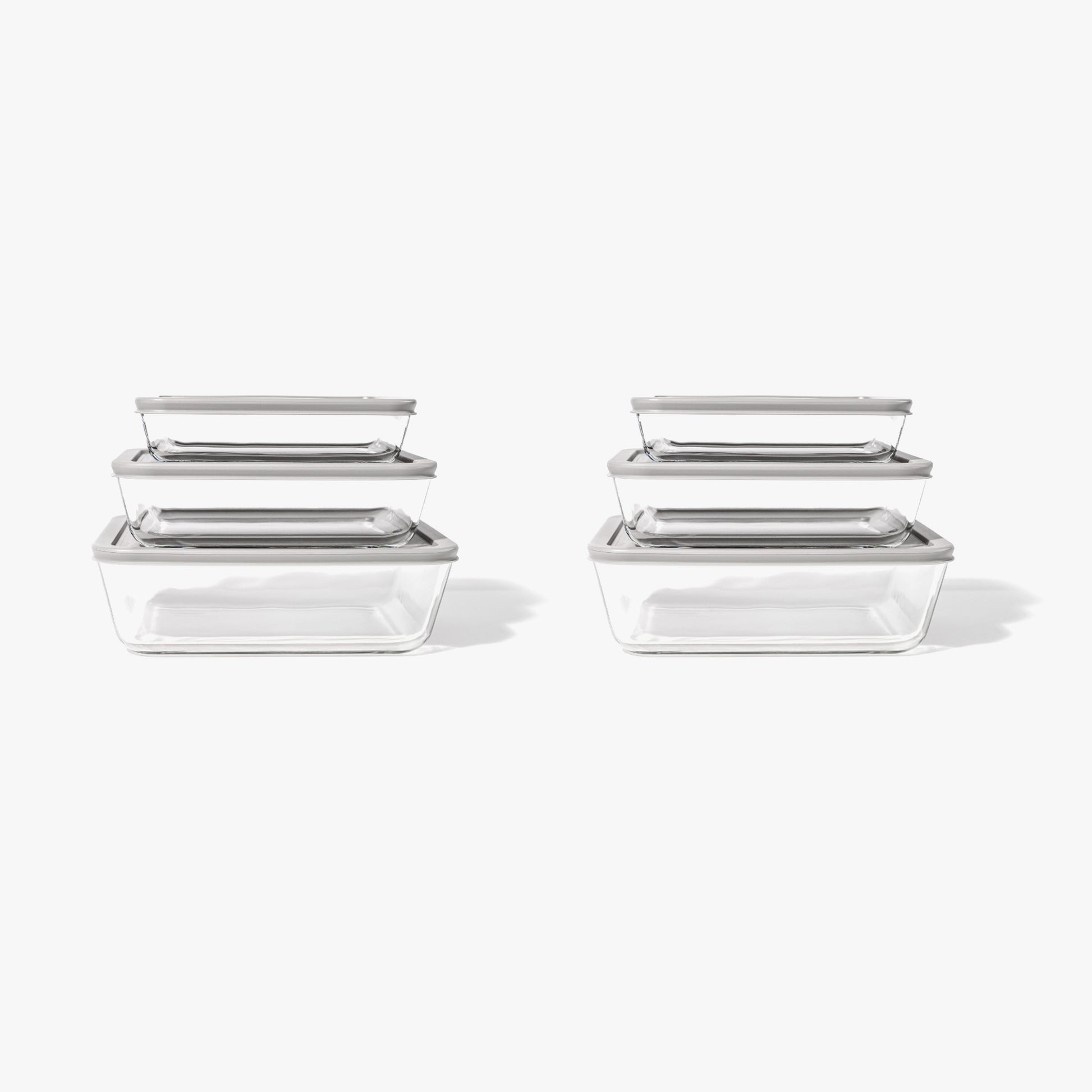 Glass Food Storage Containers - 12 Piece (6 Containers + 6 Lids) Rectangular Nesting Space-Saving Set-0