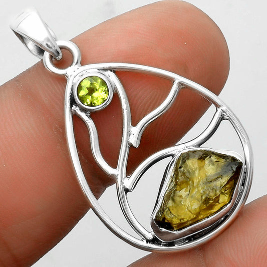 Rare Kornerupine Rough & Peridot Pendant P-1572 SDP115750-0