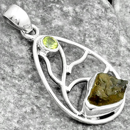 Rare Kornerupine Rough & Peridot Pendant P-1572 SDP115750-2