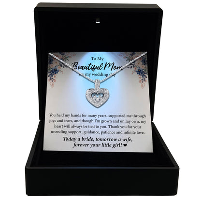 To My Beautiful Mom on My Wedding Day - Tryndi Floating Heart Necklace-0