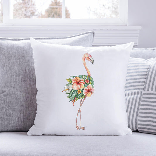 Flamingo Cross stitch pattern Flowers Cross Stitch pdf Modern cross stitch pattern Tropical Aloha cross stitch Counted cross stitch Bird-0