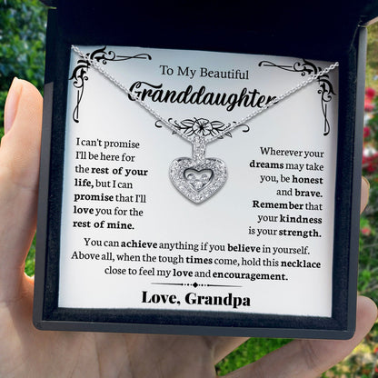 To My Beautiful Granddaughter - Be Honest & Brave - Tryndi Floating Heart Necklace-1
