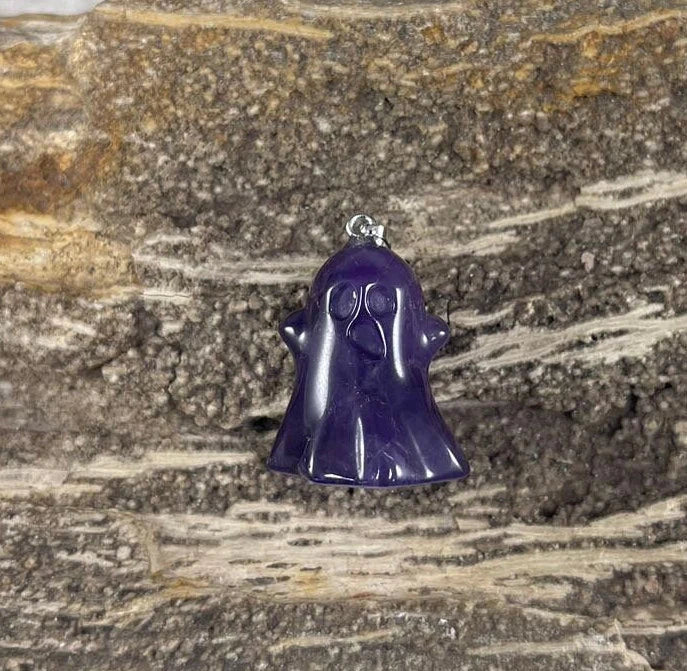 Halloween Ghost, Gemstone Pendants, 24x30mm (1pc)-5