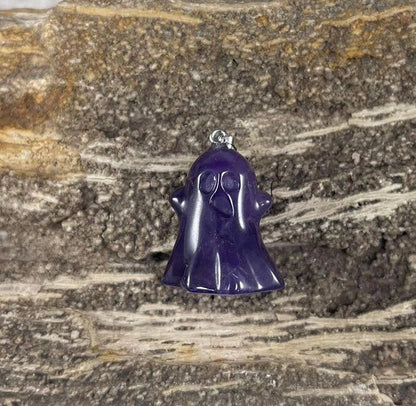 Halloween Ghost, Gemstone Pendants, 24x30mm (1pc)-5