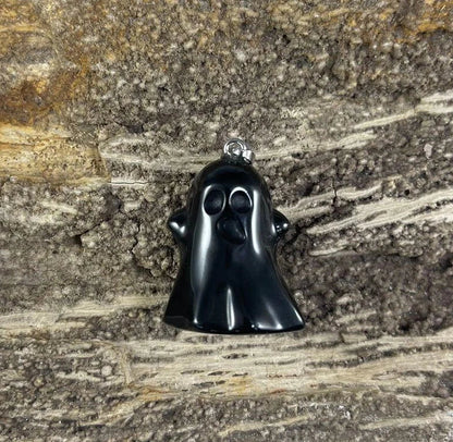 Halloween Ghost, Gemstone Pendants, 24x30mm (1pc)-3