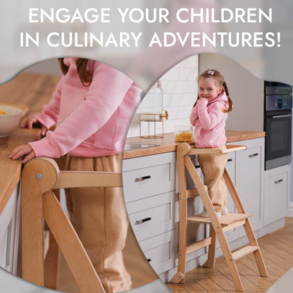 Learning Tower: Foldable Step Stool for Toddlers - Beige-3