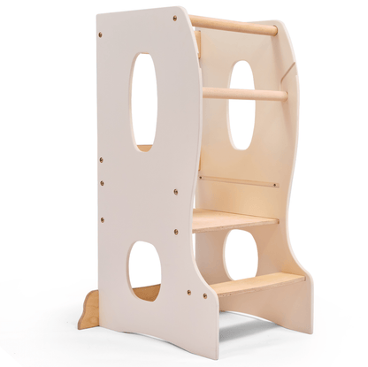 Stable Montessori Learning Tower: Wooden Growing Chair - Ivory-0