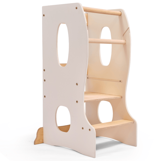 Stable Montessori Learning Tower: Wooden Growing Chair - Ivory-0