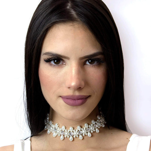 #16712 - Stretch Pearl Cluster Choker-1